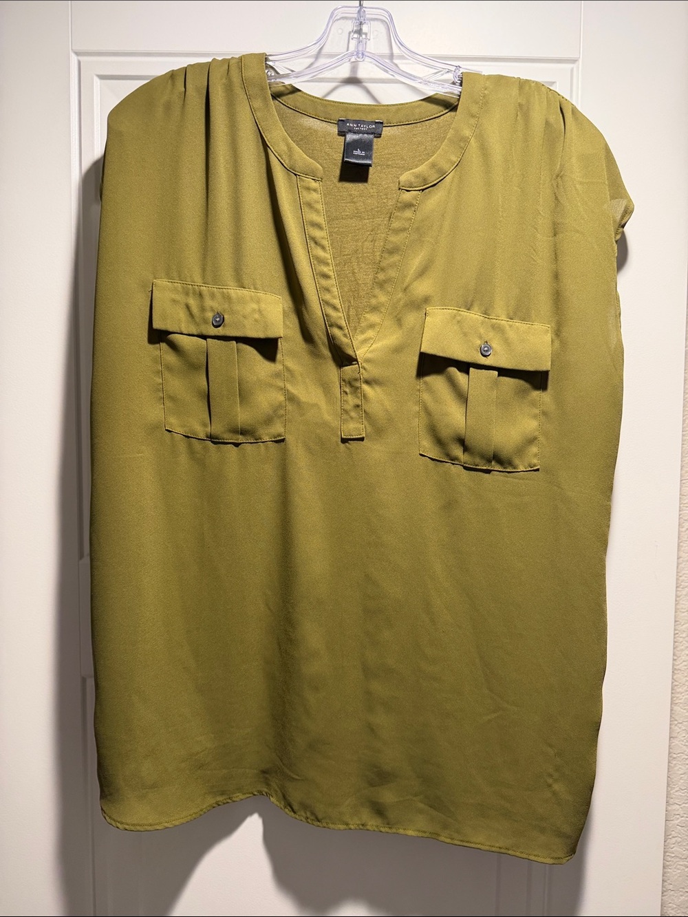 Ann Taylor Factory Olive Utility Popover Shirt